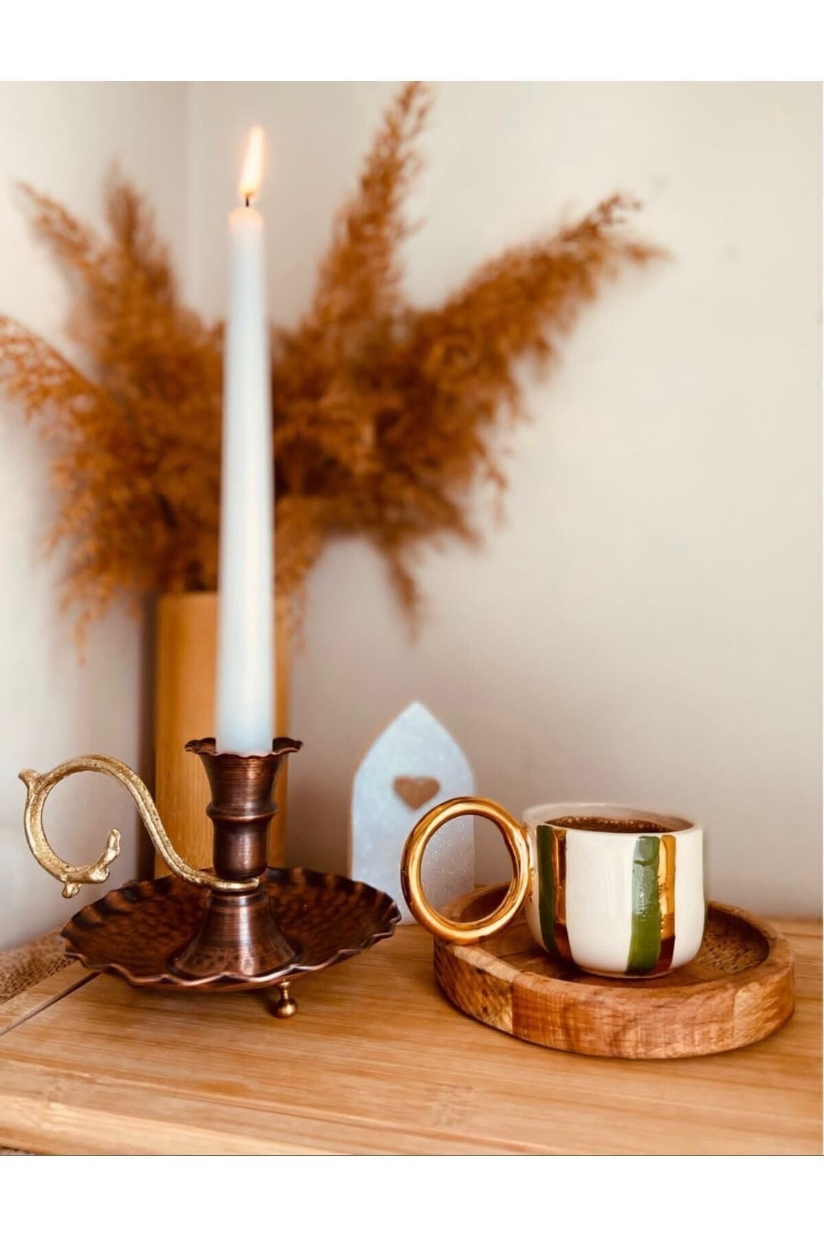 2'li Eskitme Renk Bakır Mumluk