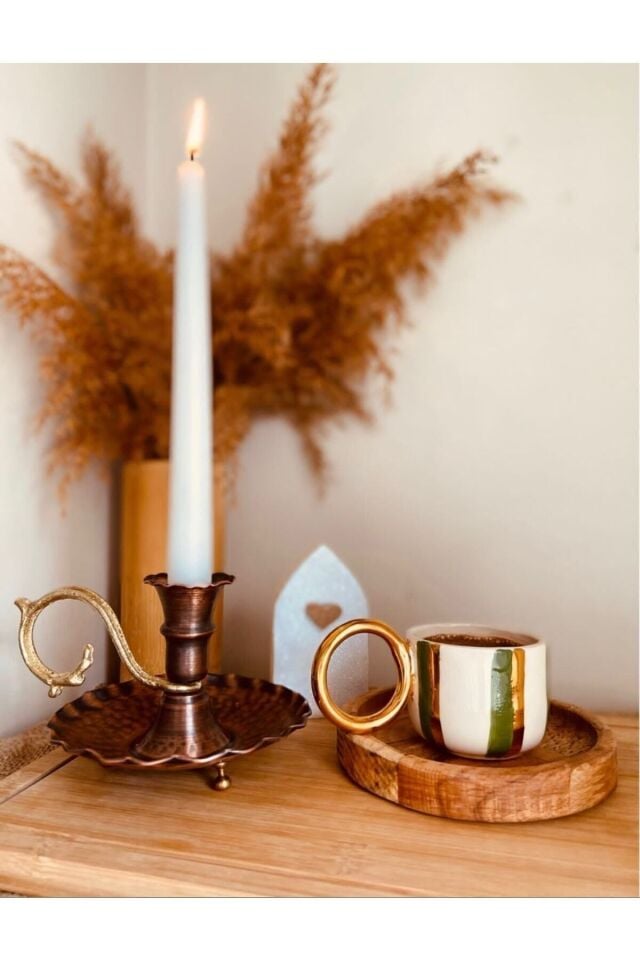 2'li Eskitme Renk Bakır Mumluk