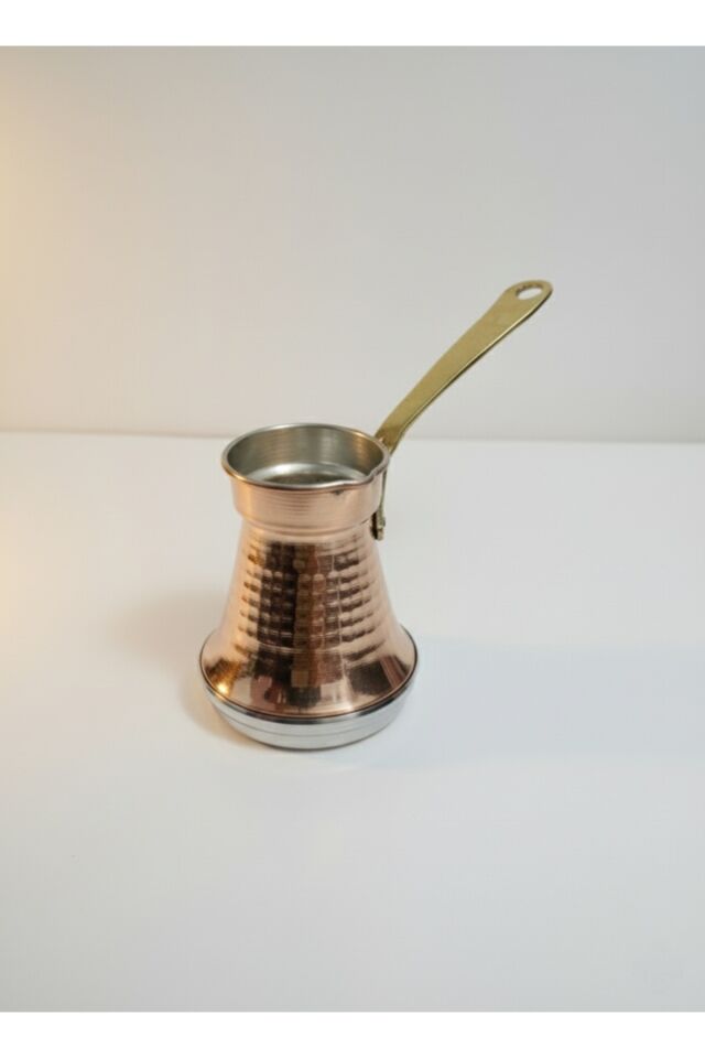 Armoni Bakır Cezve İndiksiyon Taban, Pirinç Kulp, Geniş Taban 3 Kişilik Çok Renkli