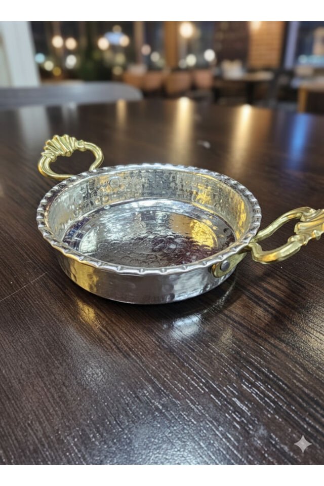 Bakır 3'lü Kalaylı Kahvaltılık Çerezlik 12 CM Gri