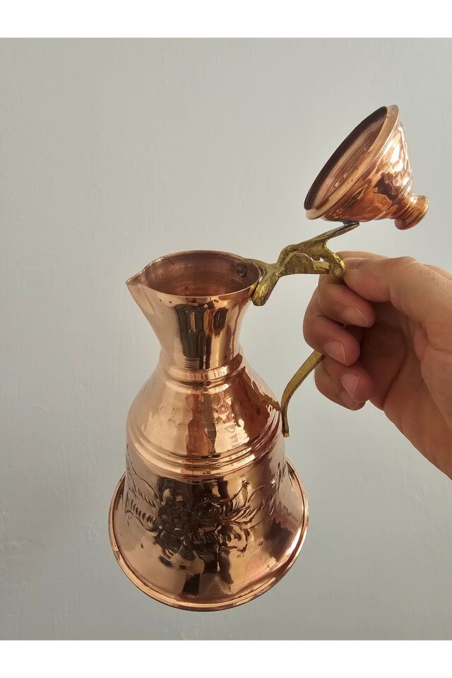 Bakır İbrik Desenli El Yapımı (500 ML) Metalik