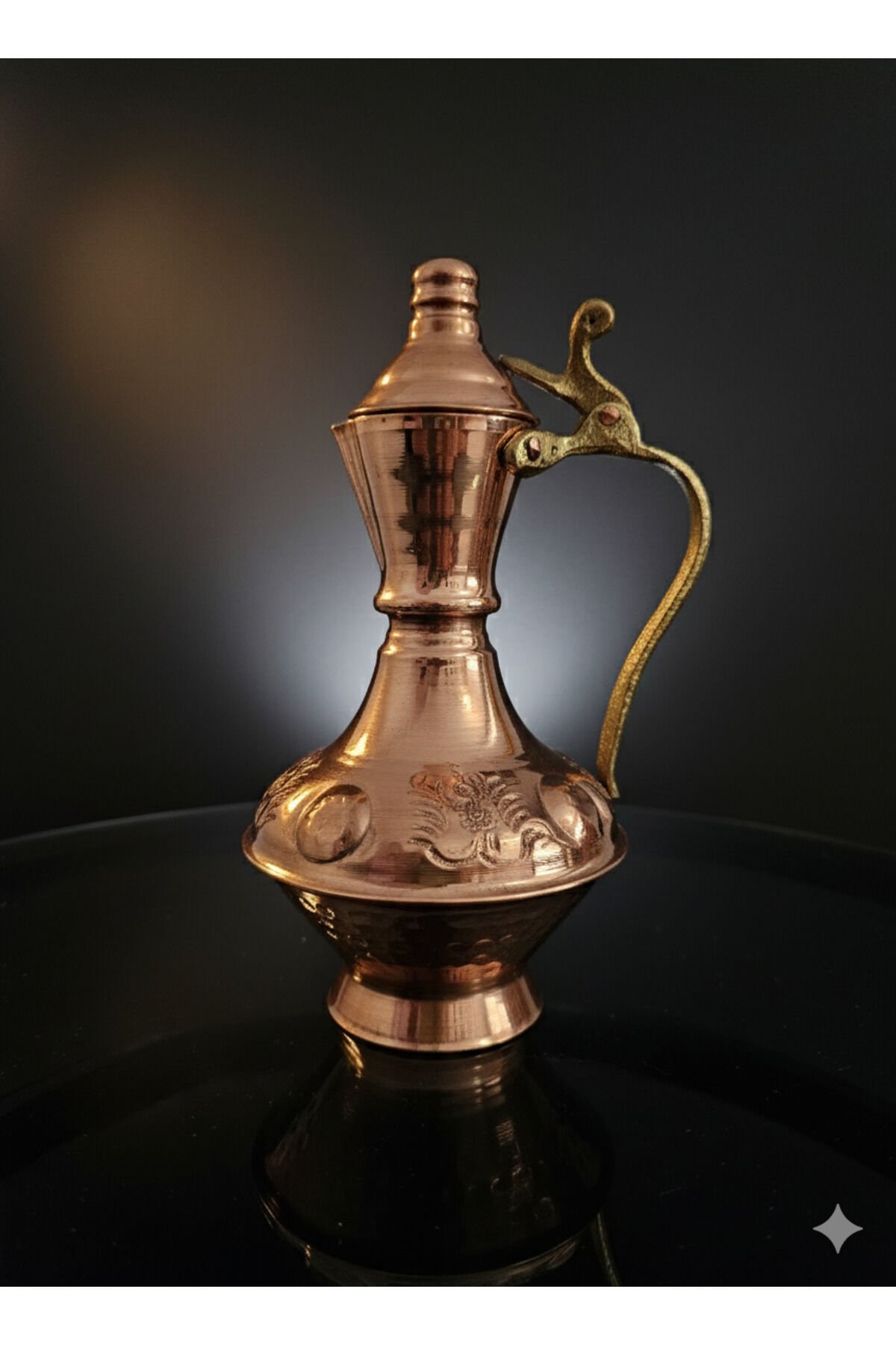 Bakır İbrik Desenli El Yapımı (500 ML) Metalik