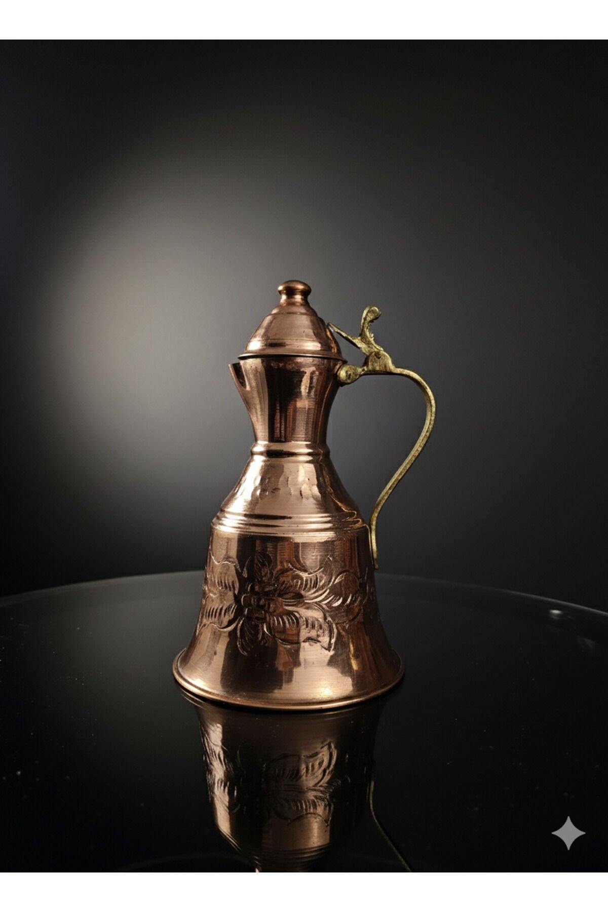 Bakır Güğüm Desenli El Yapımı (750 ML) Metalik