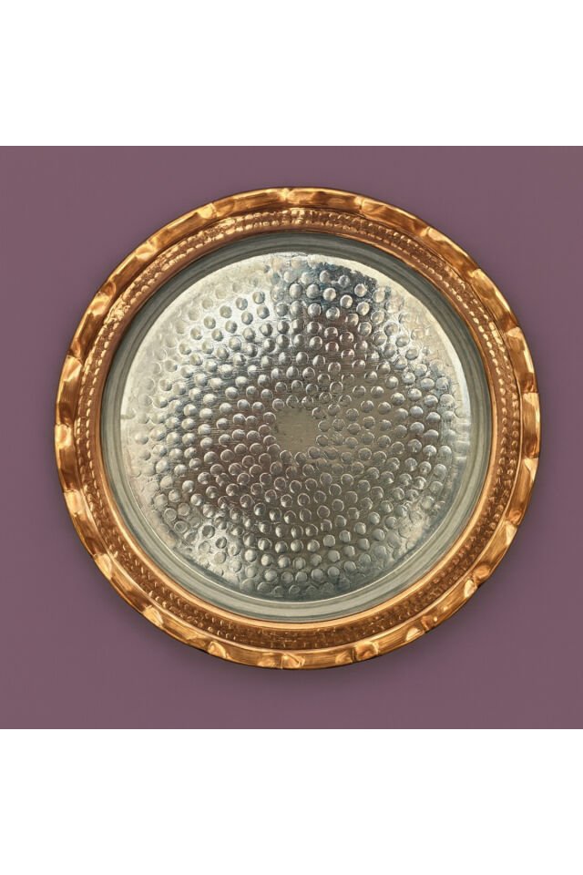 Bakır Kırmızı Kordonlu Tepsi (25 CM) Çok Renkli - 25 x 25