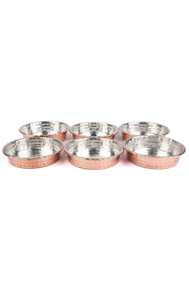 Bakır Tabak Kahvaltılık Çerezlik 6'lı set 11.5 cm bakır