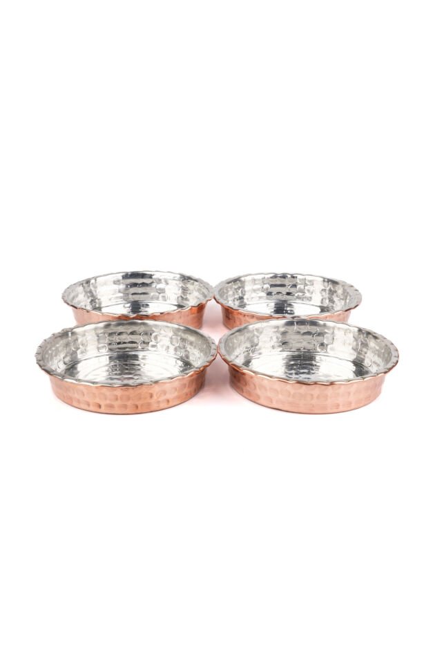 Bakır Tabak Kahvaltılık Çerezlik 4'lü set 11.5 cm bakır
