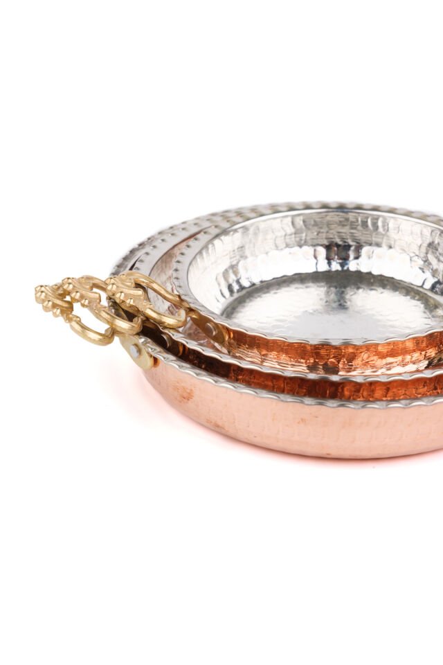 Bakır Sahan/Tava seti 3'lü Bakır - 18 cm