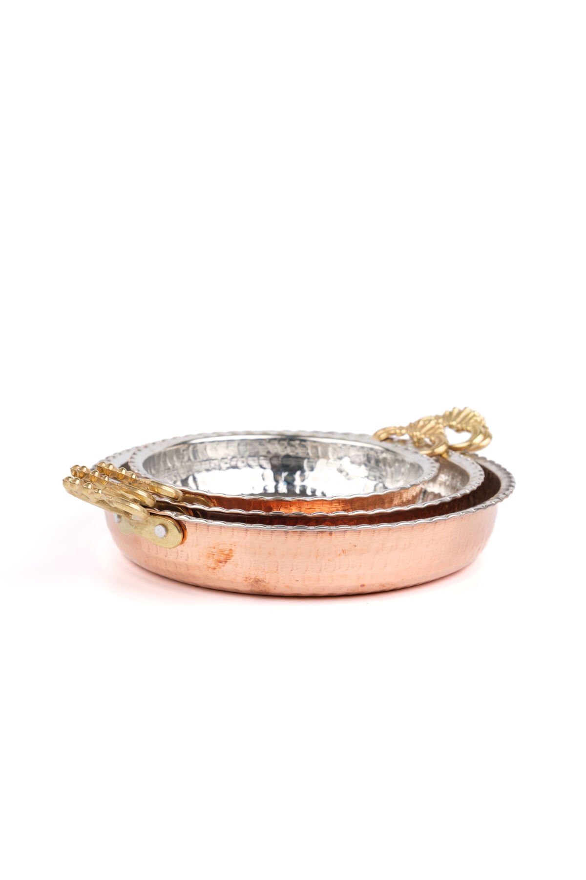 Bakır Sahan/Tava seti 3'lü Bakır - 18 cm