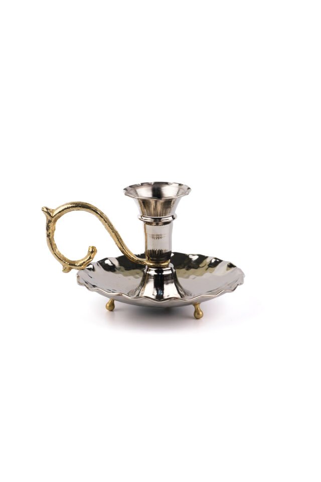 Bakır Mumluk El Şamdanı, Şınanay, Fırfırlı Mumluk Gümüş - 10 x 11