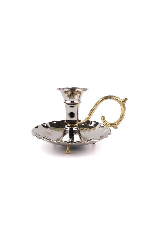 Bakır Mumluk El Şamdanı, Şınanay, Fırfırlı Mumluk Gümüş - 10 x 11