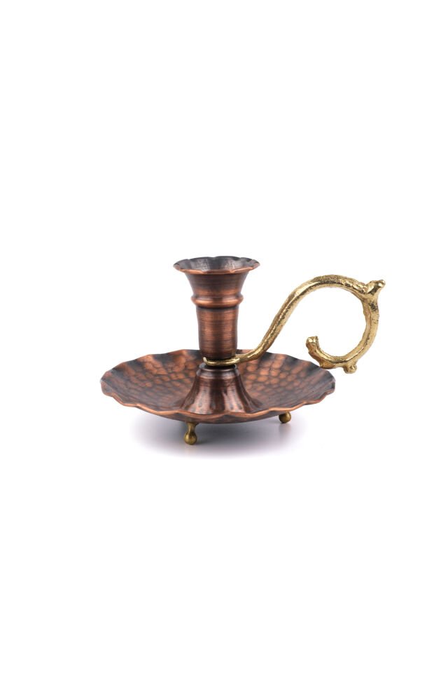 Bakır Mumluk El Şamdanı, Şınanay, Fırfırlı Mumluk Oksit - 10 x 11
