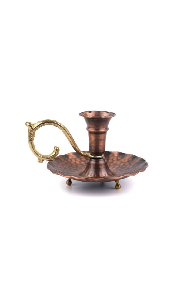 Bakır Mumluk El Şamdanı, Şınanay, Fırfırlı Mumluk Oksit - 10 x 11