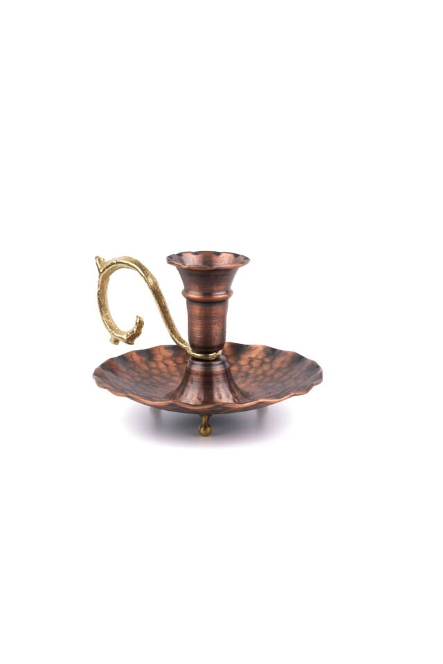 Bakır Mumluk El Şamdanı, Şınanay, Fırfırlı Mumluk Oksit - 10 x 11