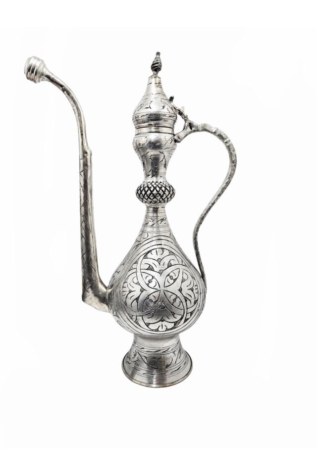 Bakır El Oyması Eskitme İbrik Gümüş - 50 x 22