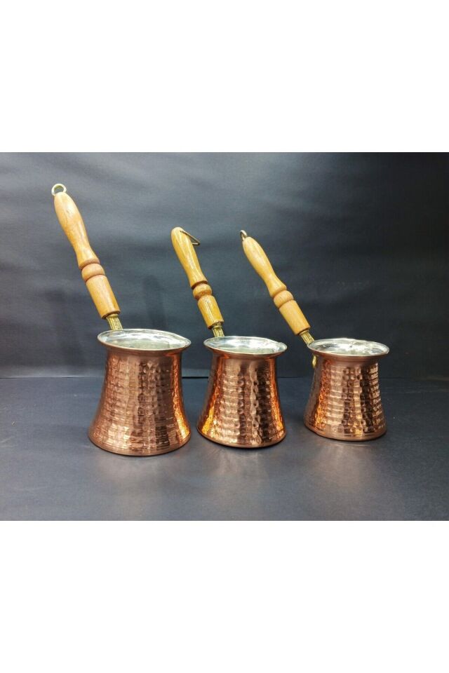 Bakır Cezve Seti 3'lü Bakır