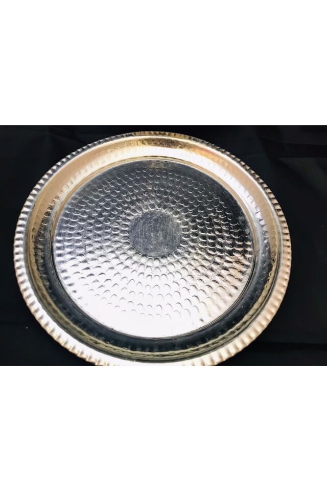 Bakır Servis Tabağı 25 Cm Gümüş