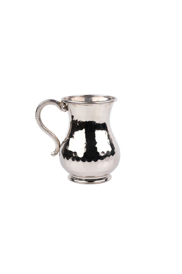 Bakır Ayran Bardağı 6'lı Nikel Kaplama, Solmaz 300 ml Gümüş