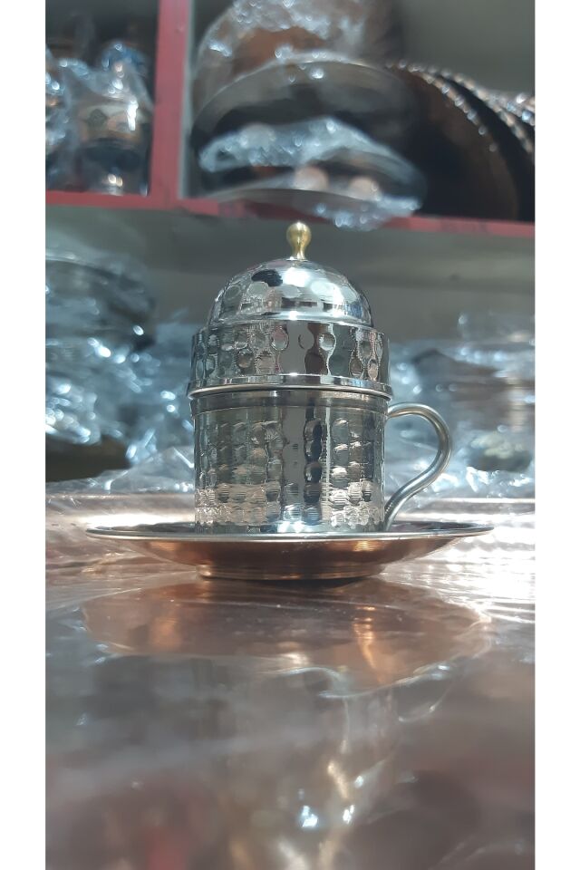 Bakır 2'li Fincan Nikelli Gümüş