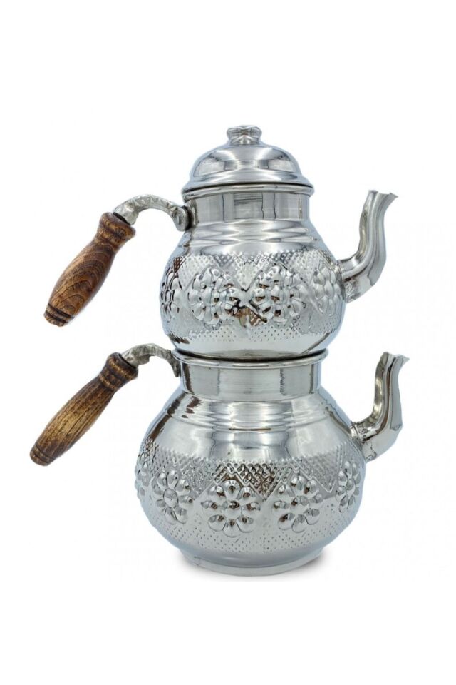Bakır Büyük Çaydanlık Nikelli Bakır