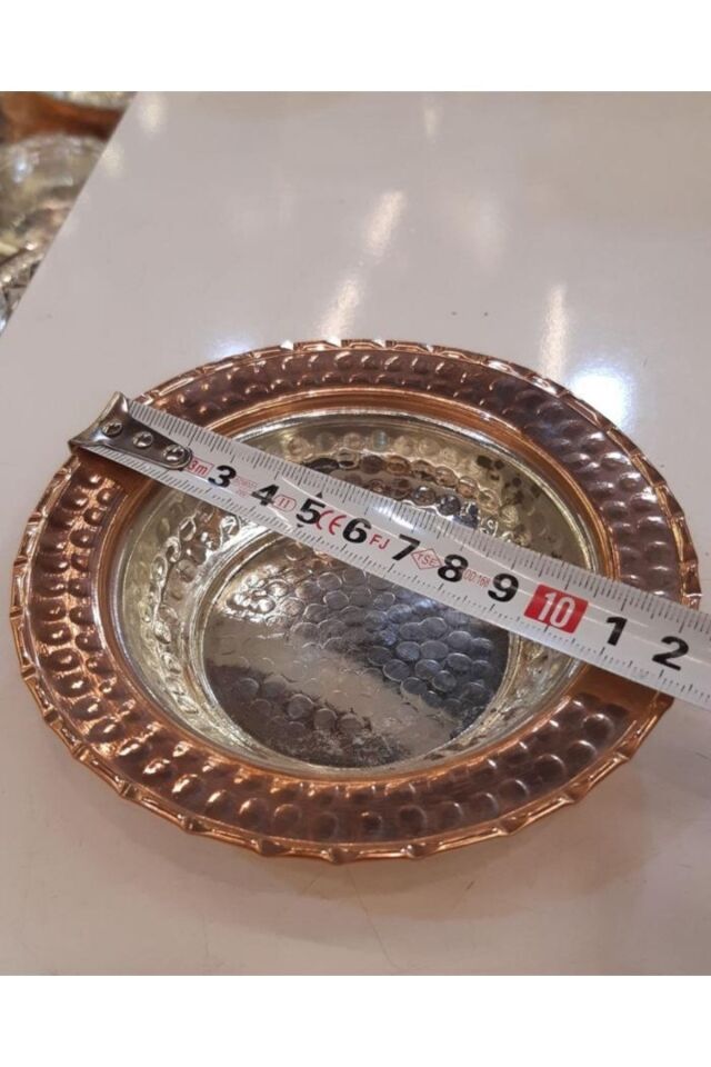 Bakır Tabak Seti 3.lü 11.5 Cm Bakır ve gümüş - 11 x 11