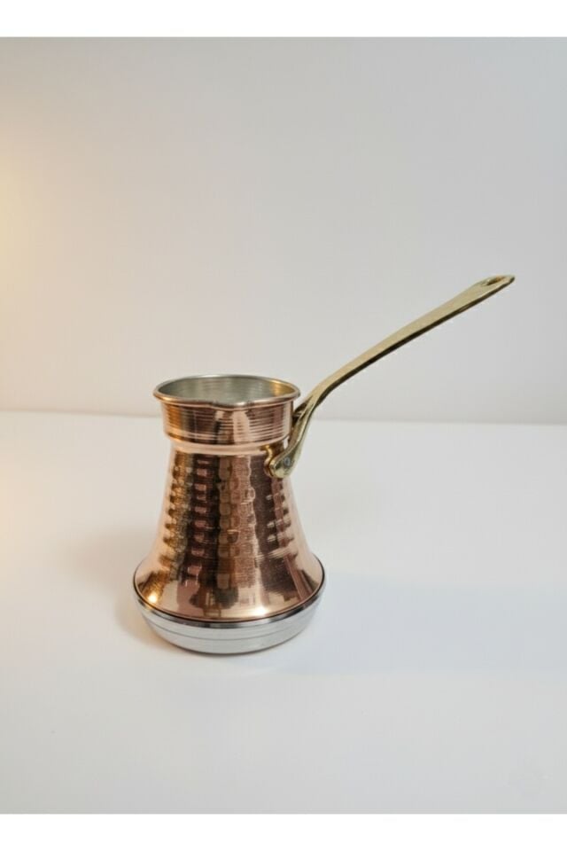 Armoni Bakır Cezve İndiksiyon Taban, Pirinç Kulp, Geniş Taban 3 Kişilik