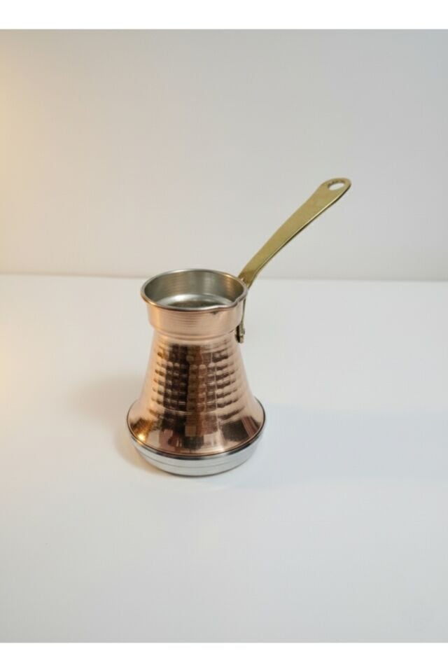 Armoni Bakır Cezve İndiksiyon Taban, Pirinç Kulp, Geniş Taban 3 Kişilik