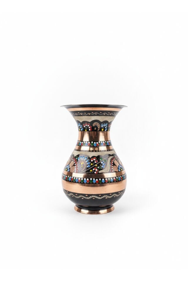 Bakır Mineli Vazo Seti -gülçiçek-