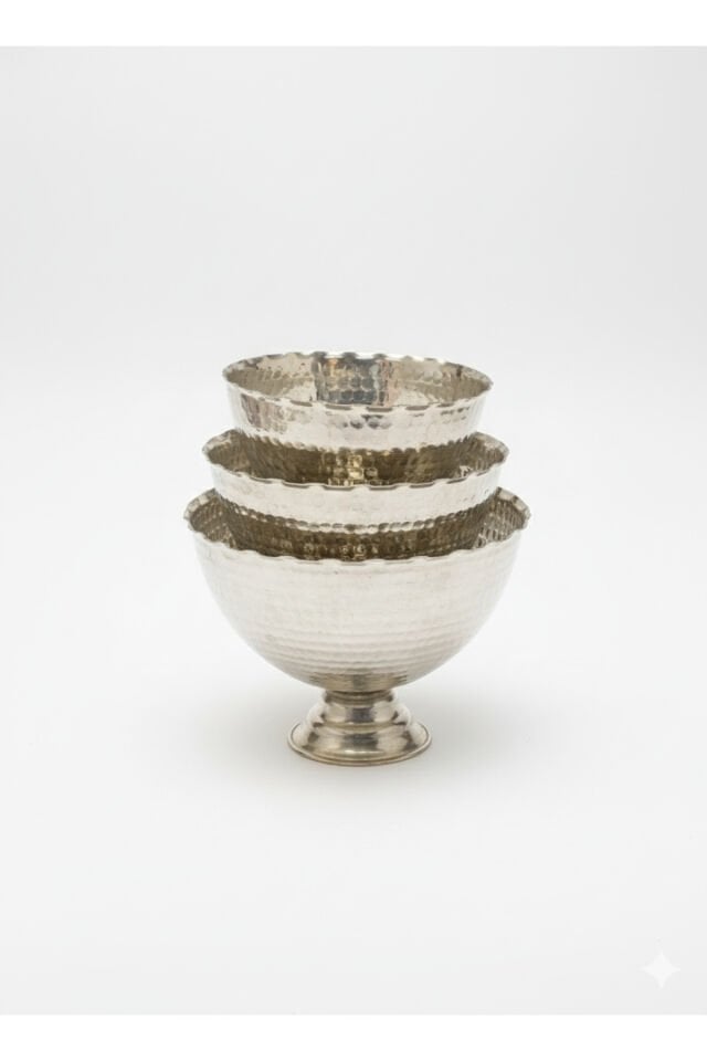 Bakır Nikel Kaplama Servis Sunum Kasesi 3'lü