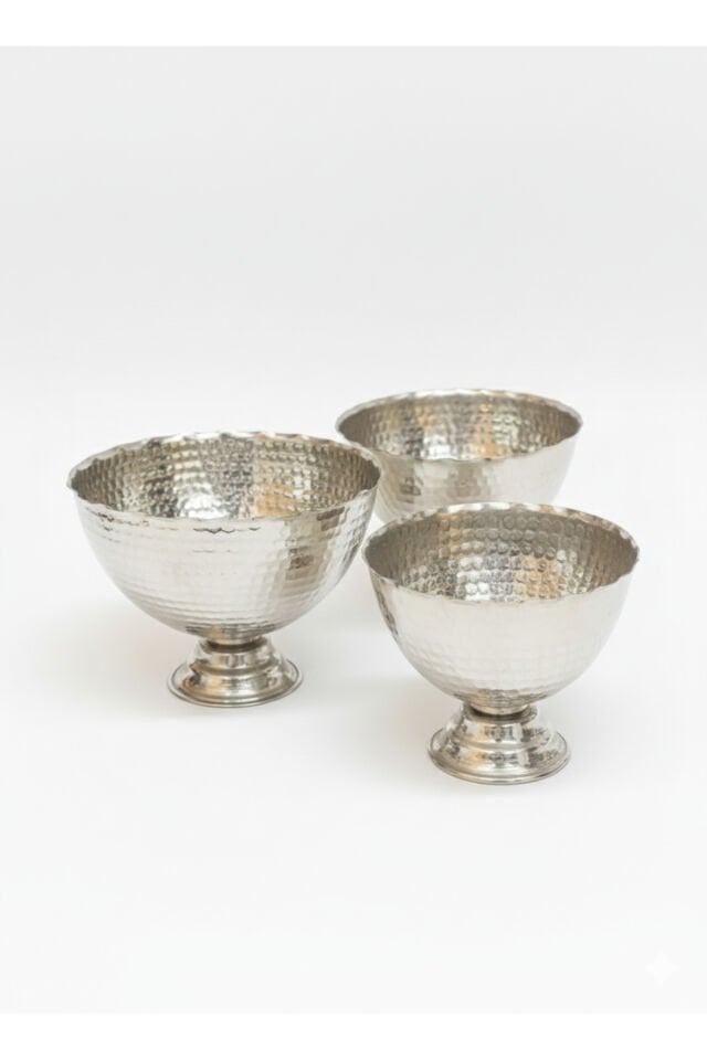 Bakır Nikel Kaplama Servis Sunum Kasesi 3'lü