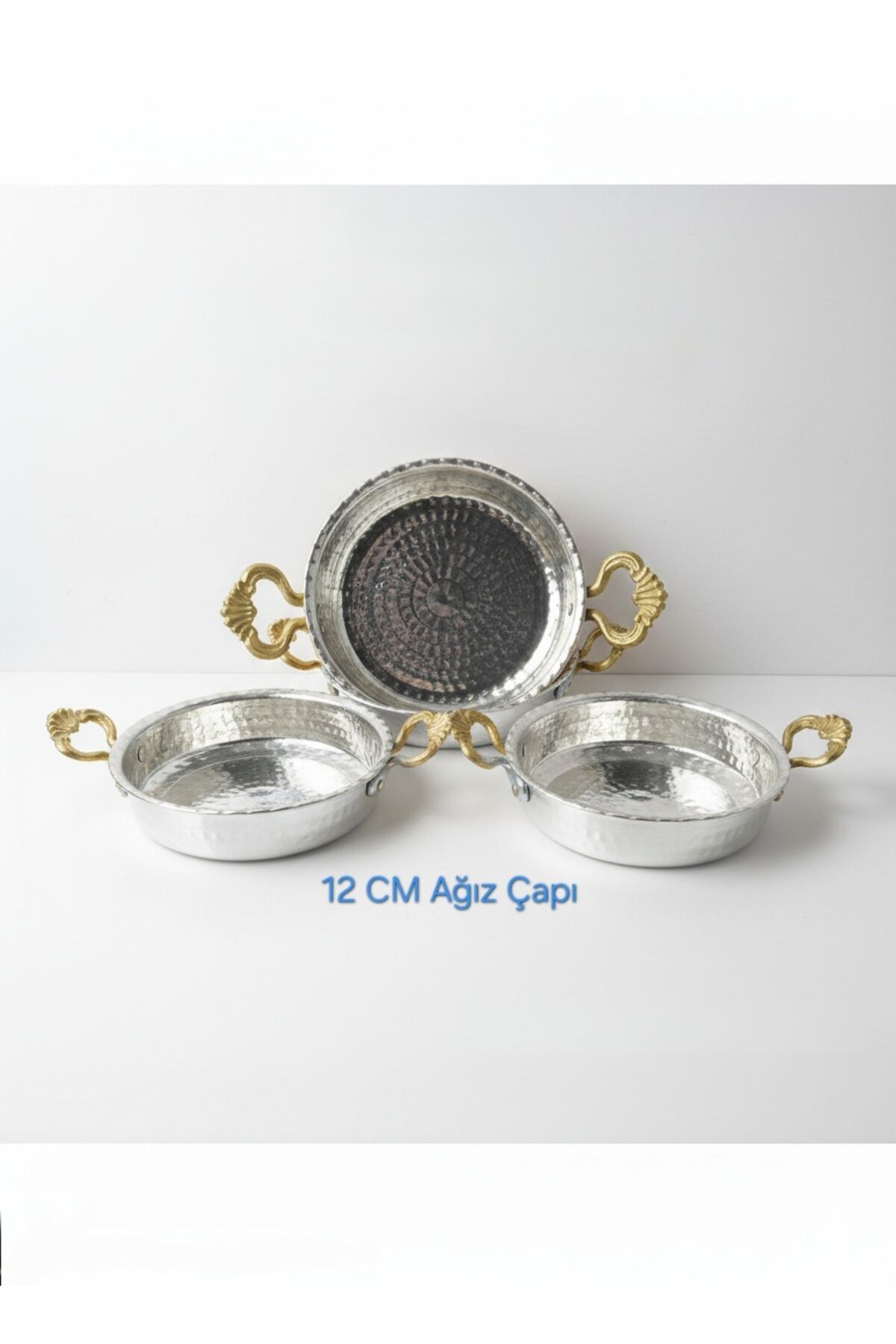 Bakır 3'lü Kalaylı Kahvaltılık Çerezlik 12 CM