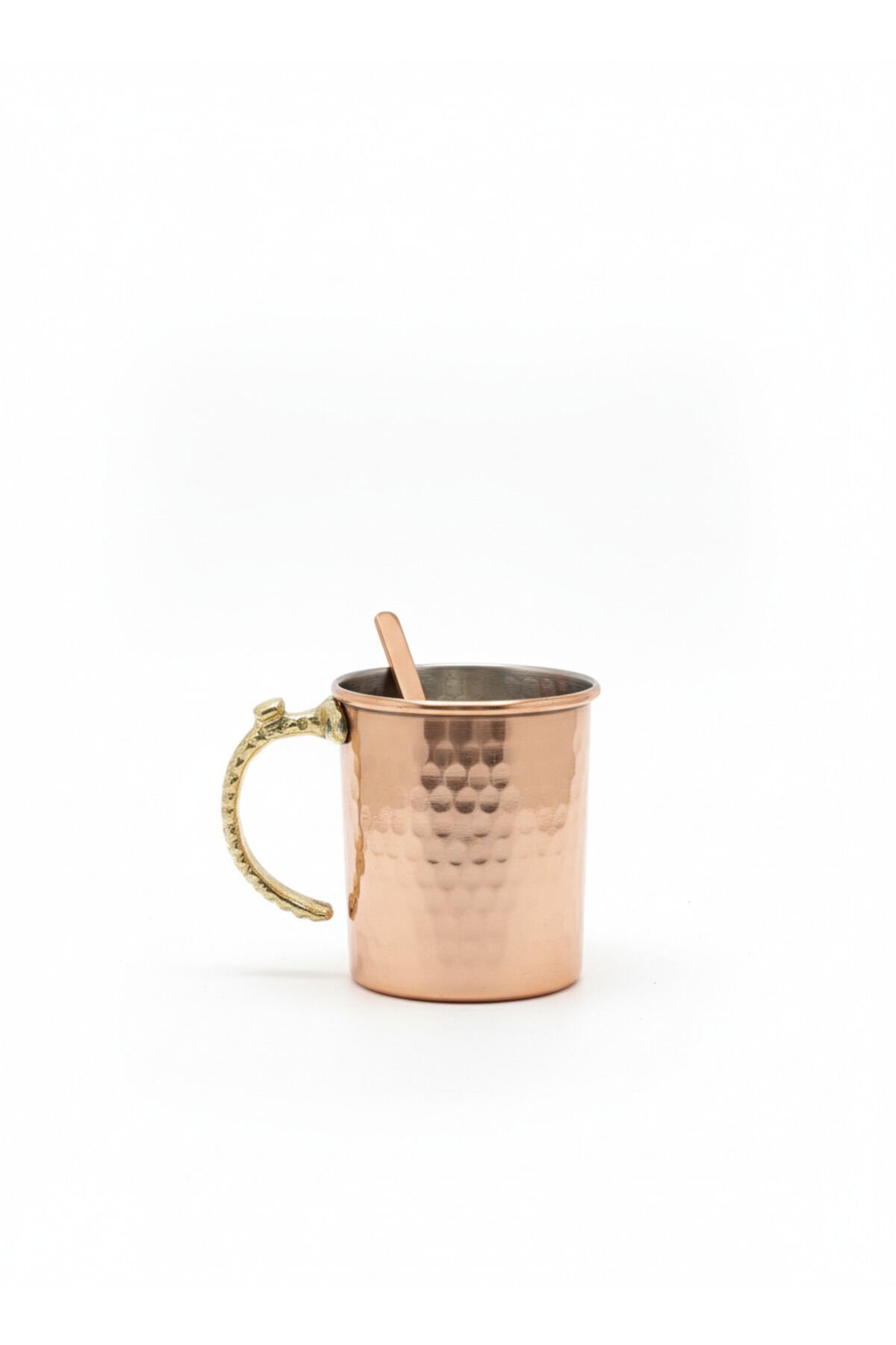 Bakır Kupa Bardak, Pirinç Kulplu, Bakır Çubuklu