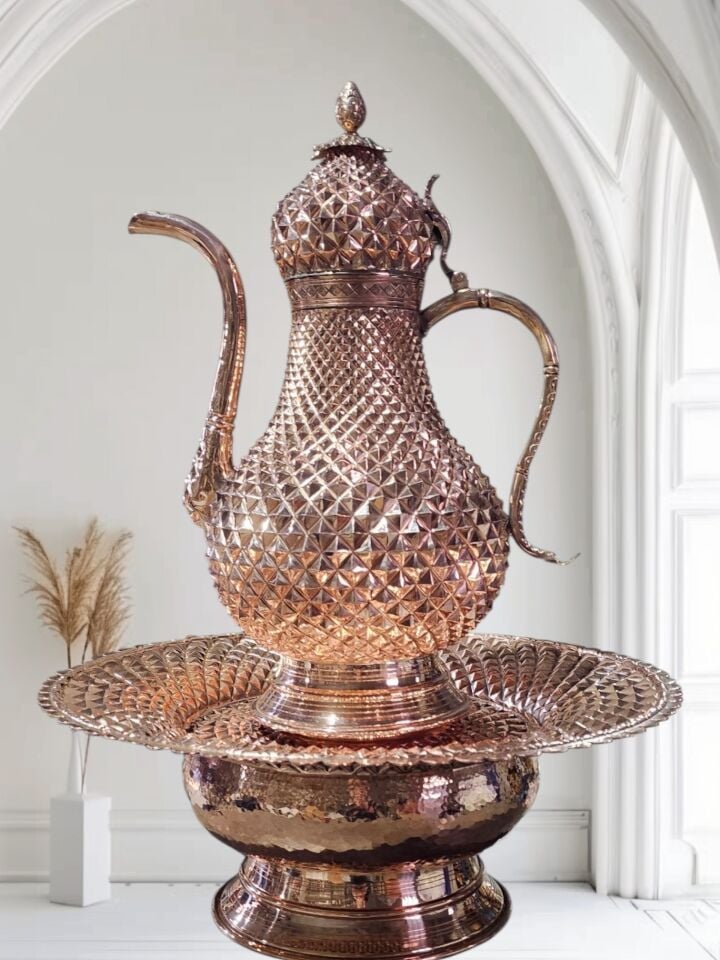 Bakır El Sanatı Kurşun Kakma Piramit İbrik