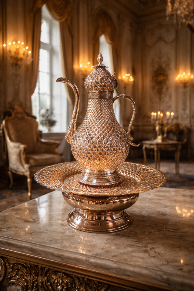 Bakır El Sanatı Kurşun Kakma Piramit İbrik