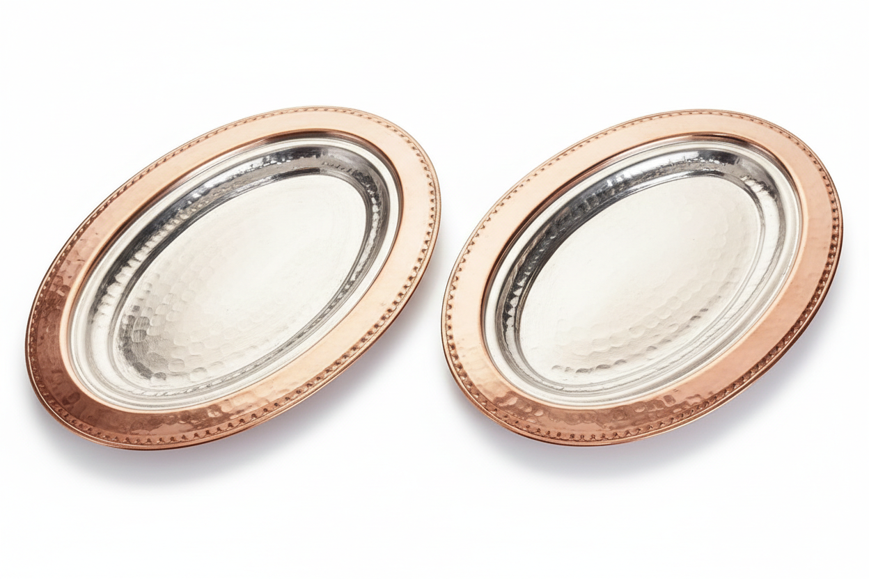 Bakır El Yapımı Kayık Tabak 32 Cm 2'li
