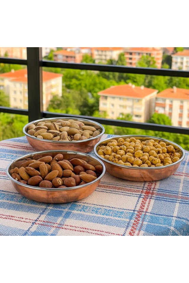 Bakır Kahvaltılık Çerezlik Premium Kalite 6'lı Tabak