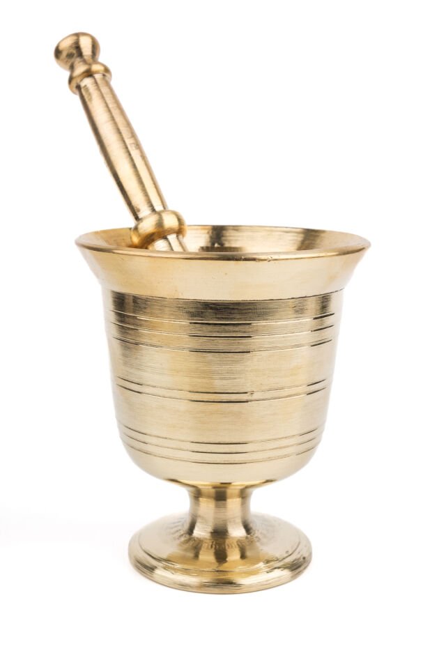 Pirinç Havan No 8, Mega 4.5 Kğ, 18 Cm Boy, 14 Cm Ağız, 28 Cm Tokmak