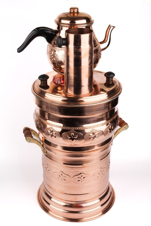 Bakır Semaver Demlikli 5 LT