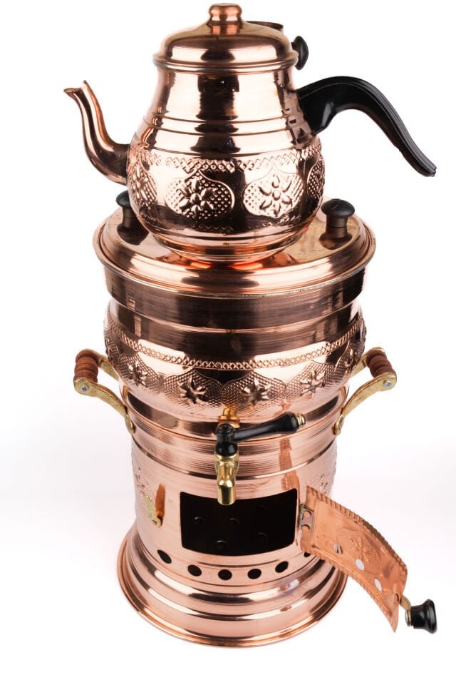 Bakır Semaver Demlikli 5 LT