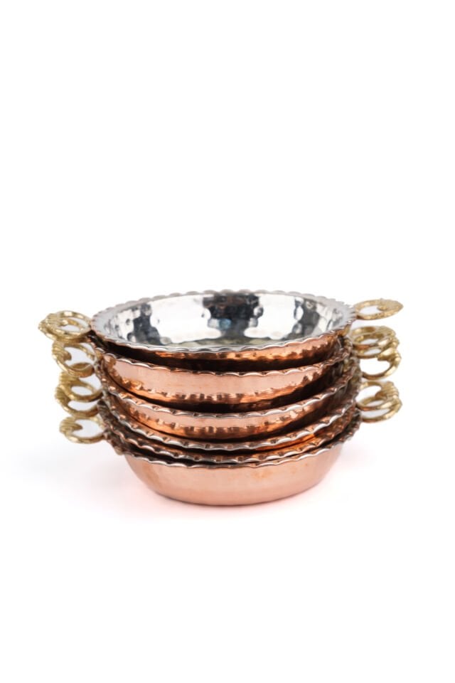 Bakır Kahvaltılık Çerezlik Tabak 6'lı 9 Cm