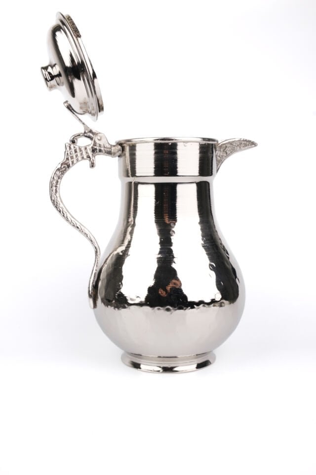 Bakır Kapaklı Sürahi Yoğun Çekiçli 2 lt