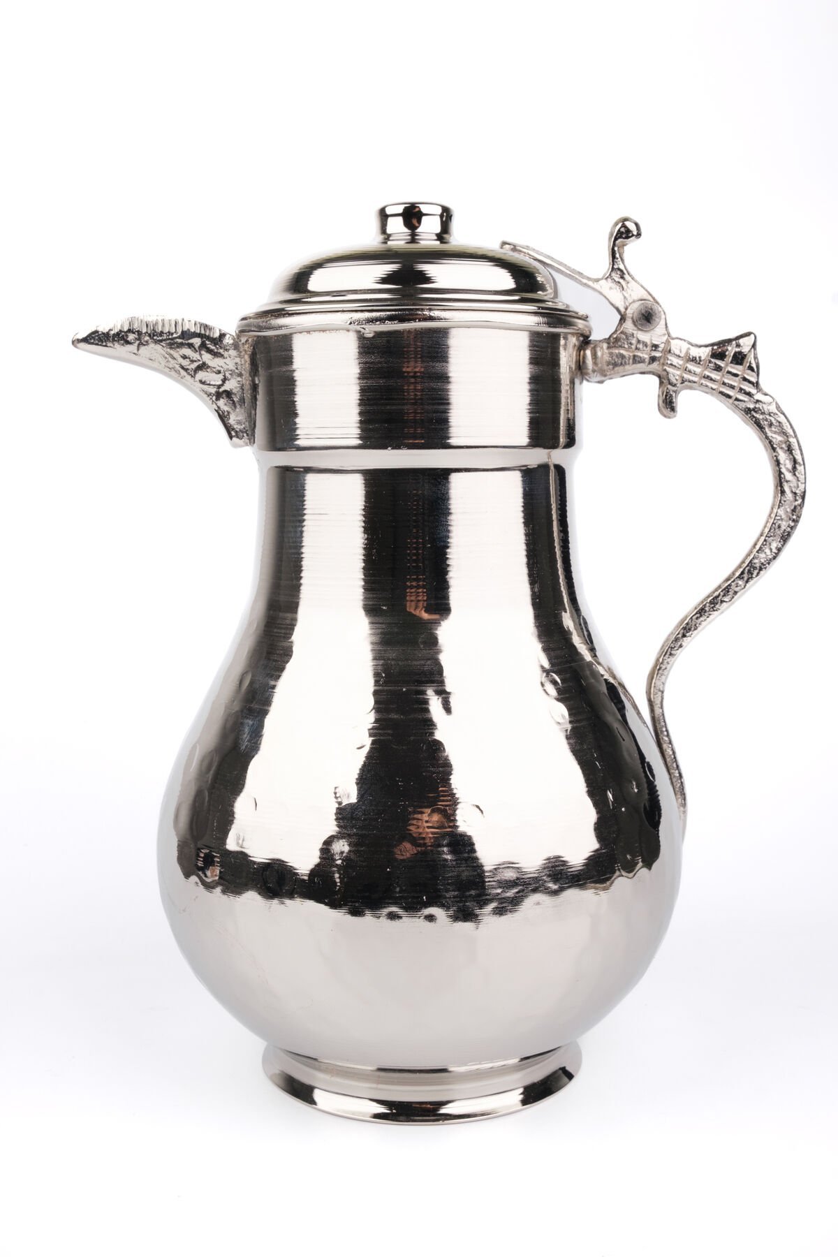 Bakır Kapaklı Sürahi Yoğun Çekiçli 2 lt