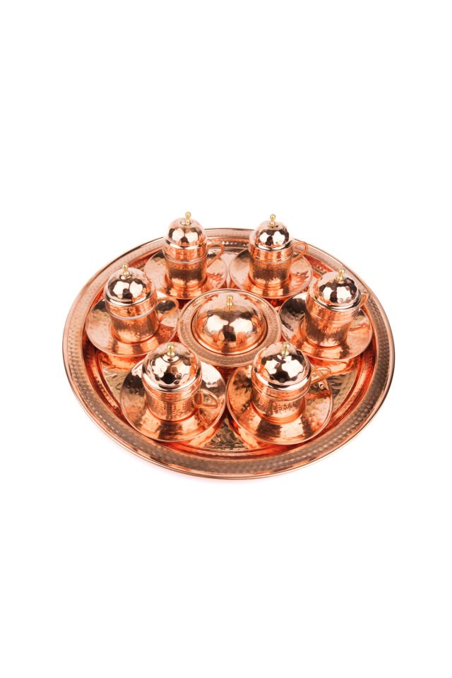 Bakır Işlemeli Kahve Seti N10