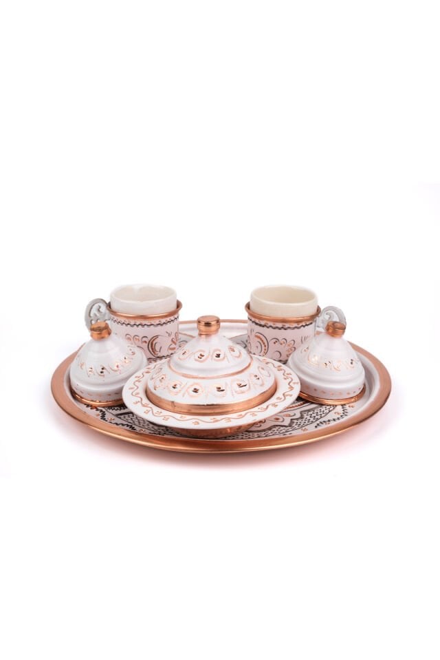 Bakır Mine Işlemeli Kahve Seti 05