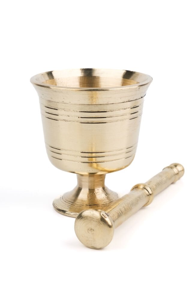 Pirinç Havan No 2, Ağırlık 920 Gr. Ağız 8.5 Cm Boy 10 Cm, Derinlik 6.5