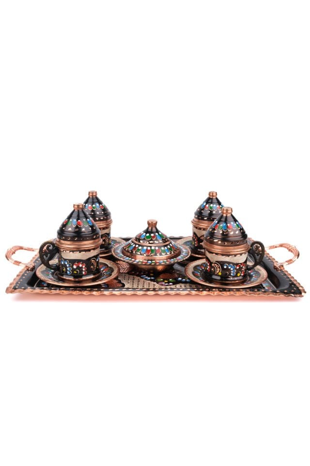 Bakır Mine Işlemeli Kahve Seti N4