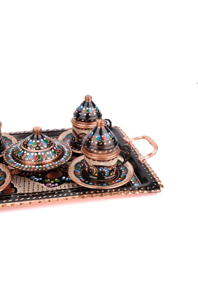 Bakır Mine Işlemeli Kahve Seti N4