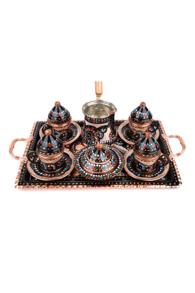 Bakır Mine Işlemeli Kahve Seti N4