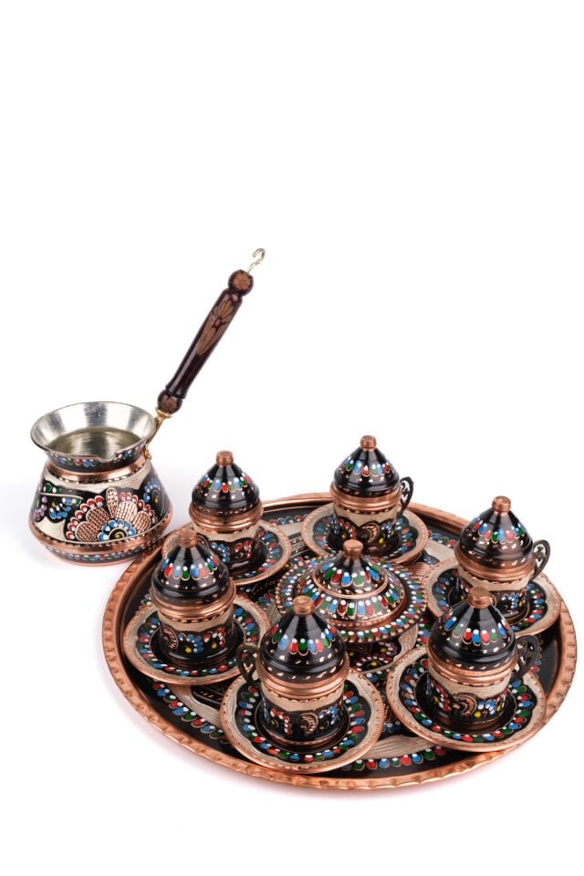 Bakır Mine Işlemeli Kahve Seti N3