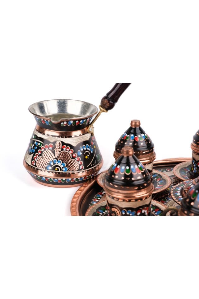 Bakır Mine Işlemeli Kahve Seti N3