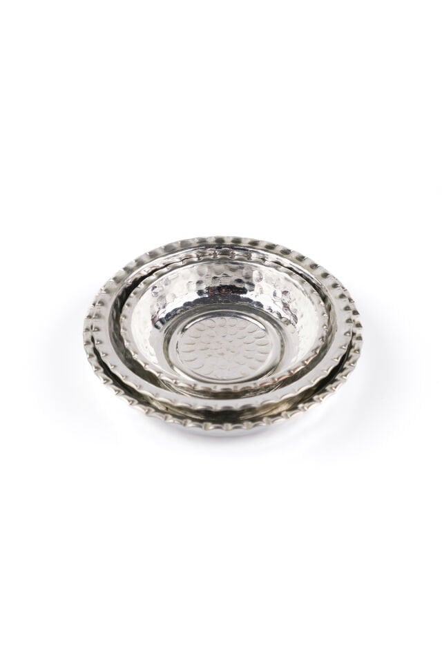 Bakır Tabak Kahvaltılık Çerezlik 3'lü set 12-11-9 cm